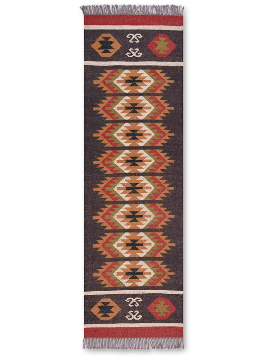 alfombras kililm pasillo 75x240 multicolor necha a mano en fibras naturales
