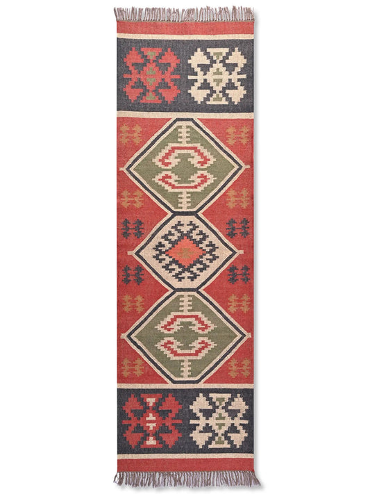 alfombras kililm pasillo 75x240 multicolor necha a mano en fibras naturales