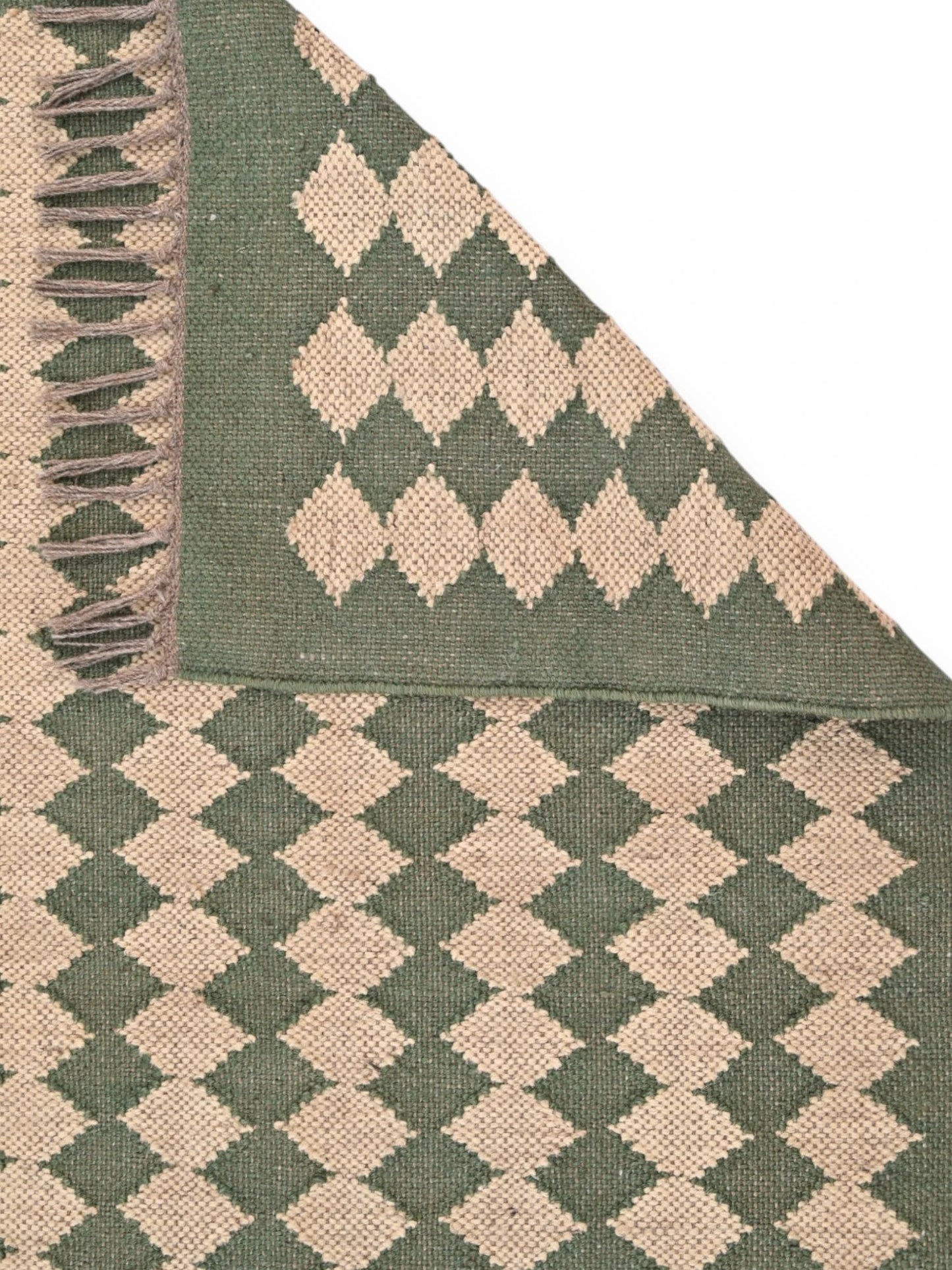  Detalle de alfombras kililm pasillo 75x240 beige verde necha a mano en fibras naturales