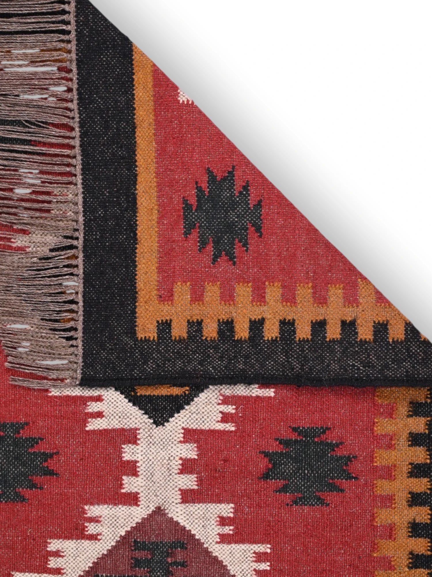 Detalle de alfombras kililm pasillo 75x240  multicolor necha a mano en fibras naturales