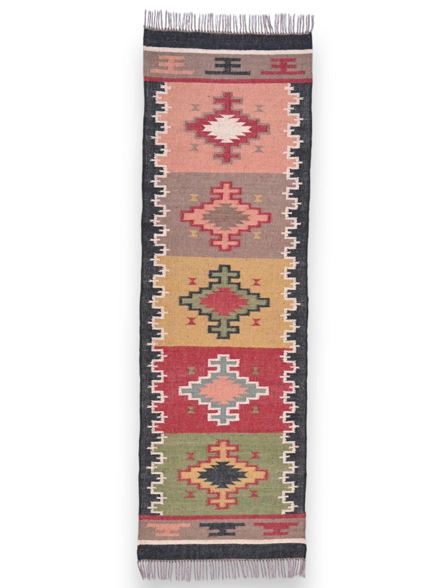 alfombras kililm pasillo 75x240 multicolor necha a mano en fibras naturales