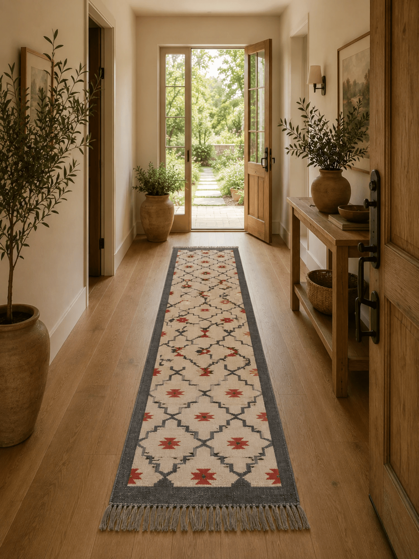 Alfombra Kilim 75x240 para (comedor, salón, dormitorio...dinning, living,  room) multicolor de yute y lana.