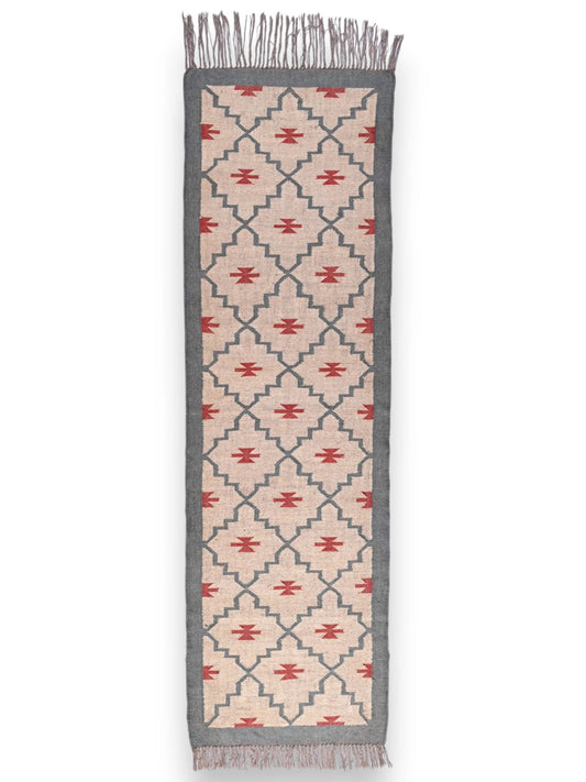 alfombras kililm pasillo 75x240 beige rojo necha a mano en fibras naturales