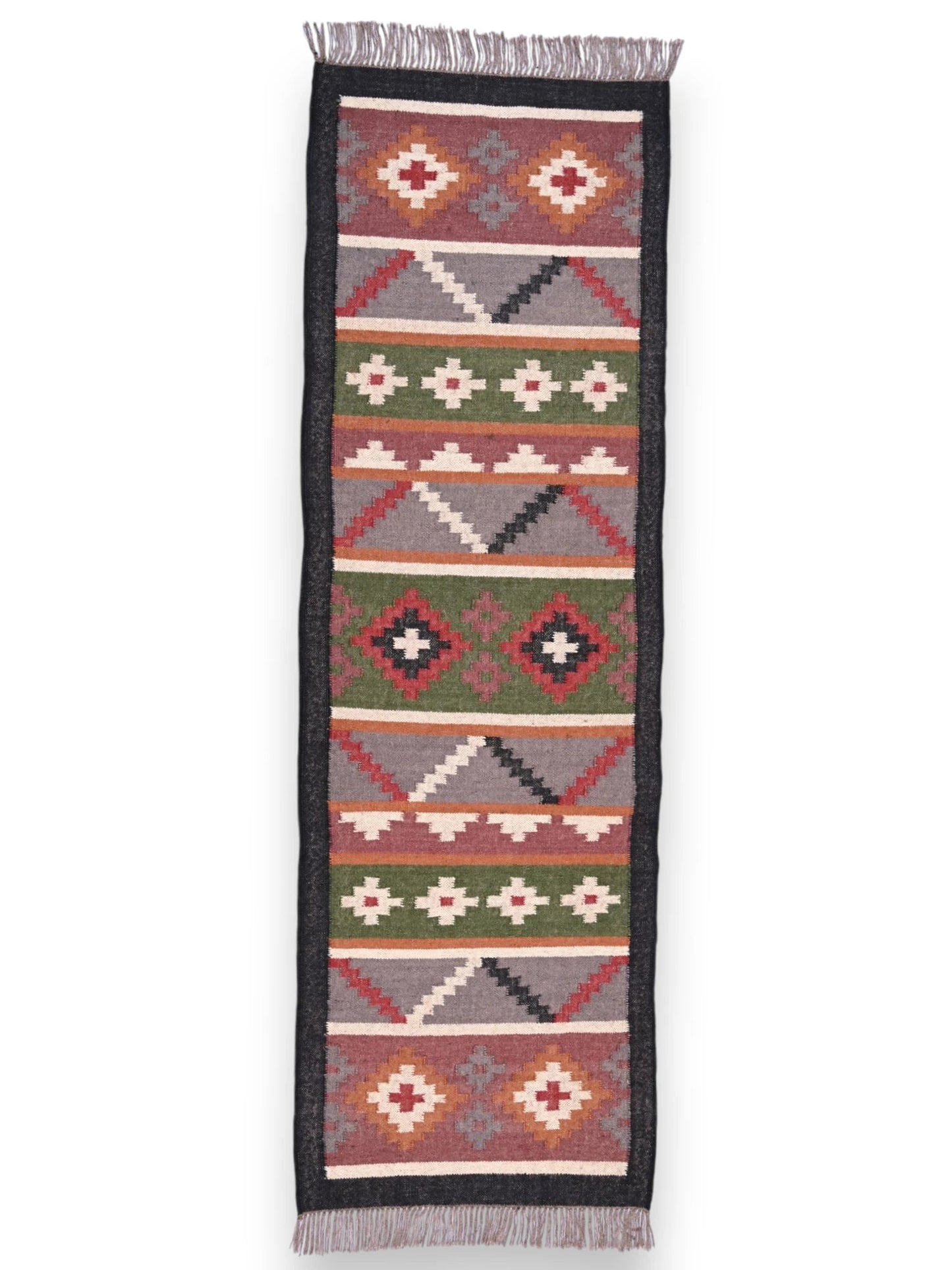 alfombras kililm pasillo 75x240  multicolor necha a mano en fibras naturales

