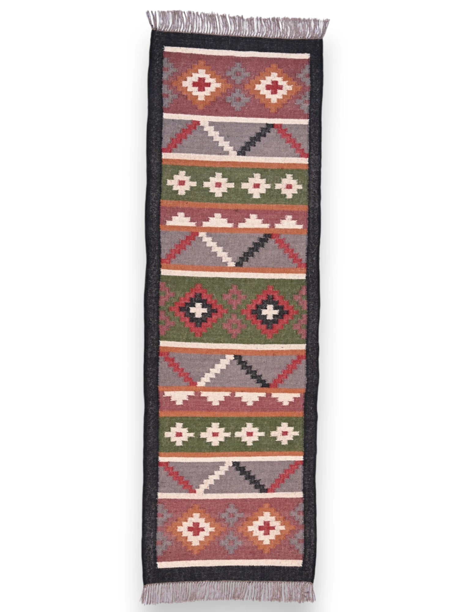alfombras kililm pasillo 75x240  multicolor necha a mano en fibras naturales


