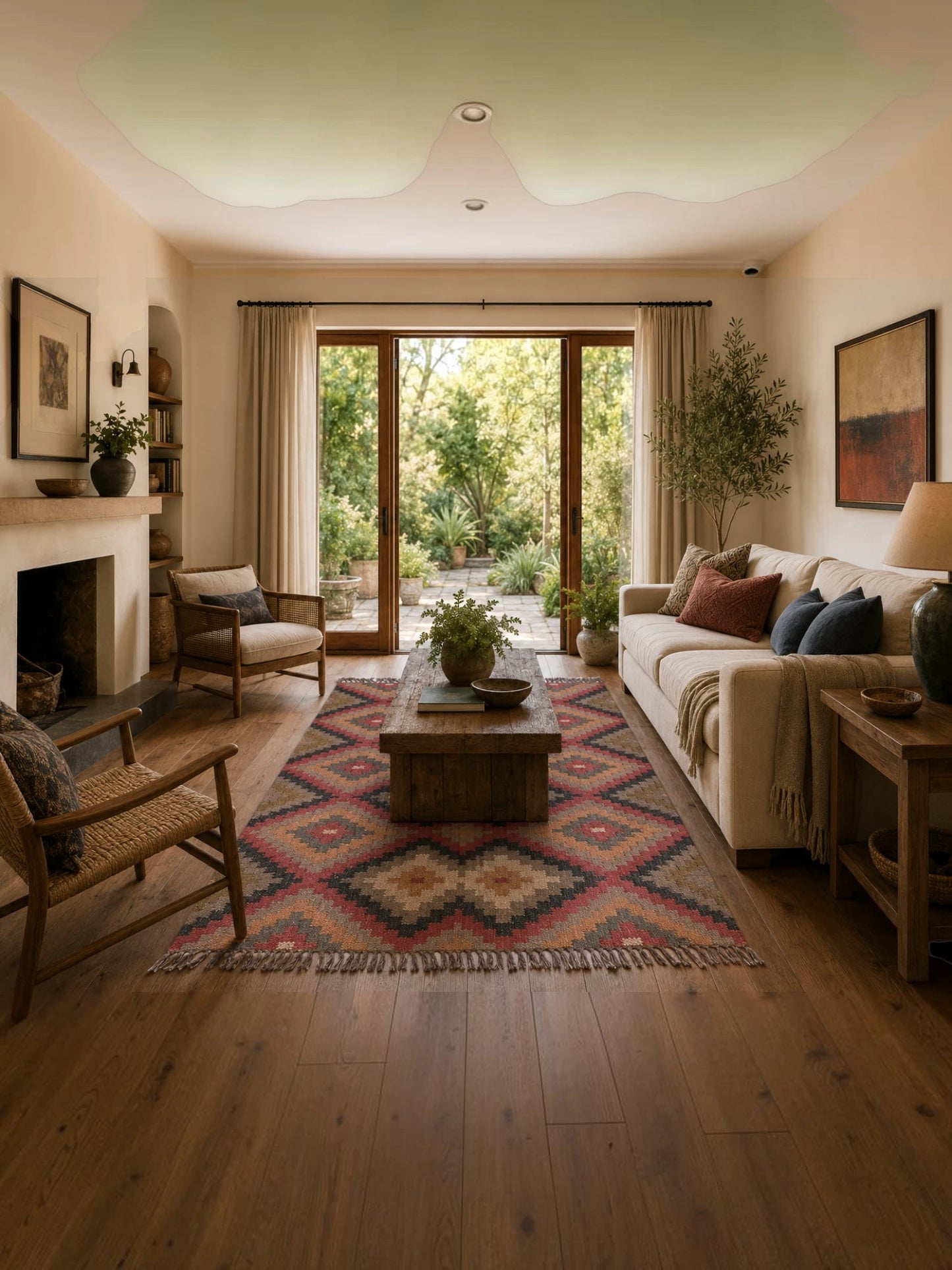 Alfombra Kilim 75x240 para (comedor, salón, dormitorio...dinning, living,  room) multicolor  de yute y lana.