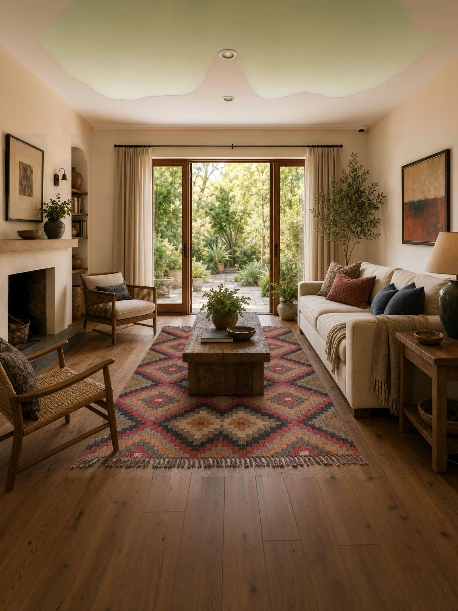 Alfombra Kilim 75x240 para (comedor, salón, dormitorio...dinning, living,  room) multicolor  de yute y lana.