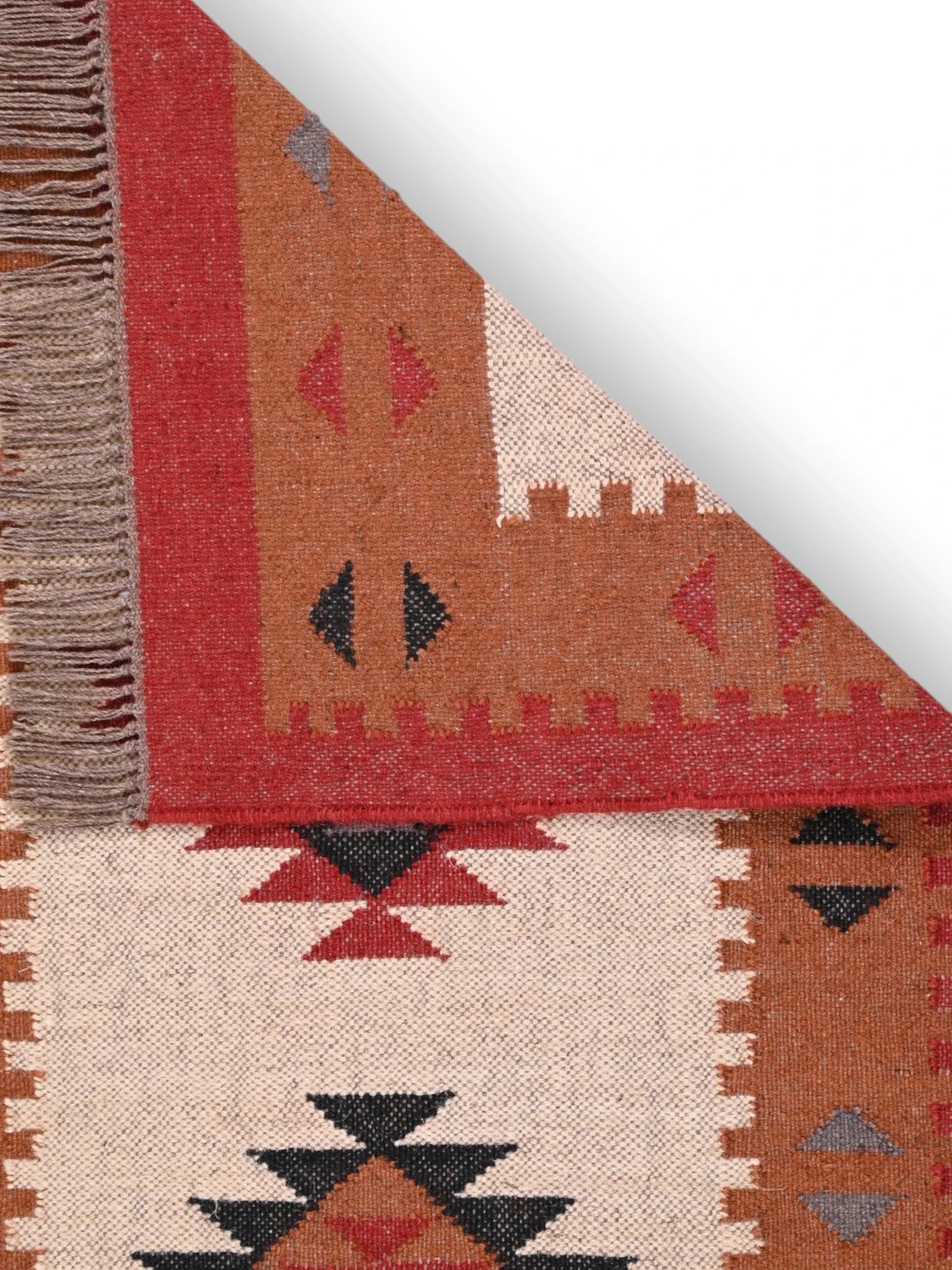 Detalle de alfombras kililm pasillo 75x240  multicolor necha a mano en fibras naturales