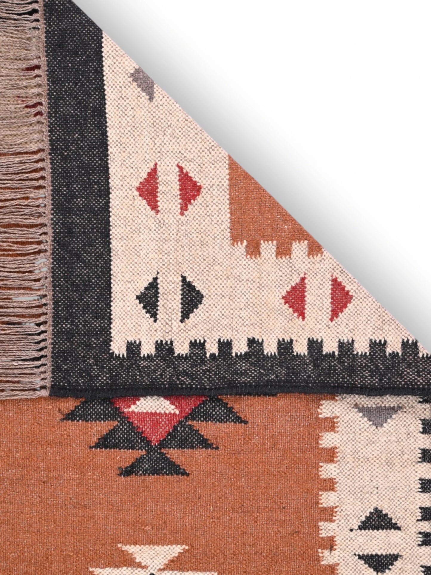 Detalle de alfombras kililm pasillo 75x240  multicolor necha a mano en fibras naturales