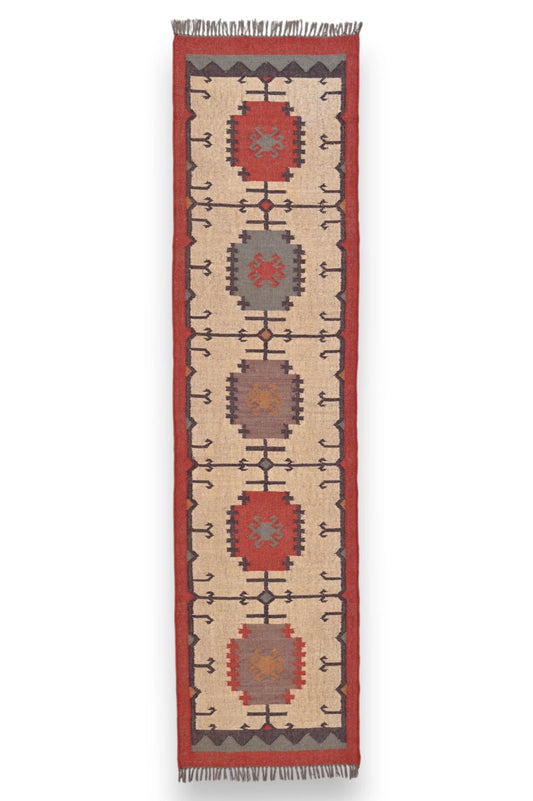 alfombras kililm pasillo  75x280 multicolor necha a mano en fibras naturales