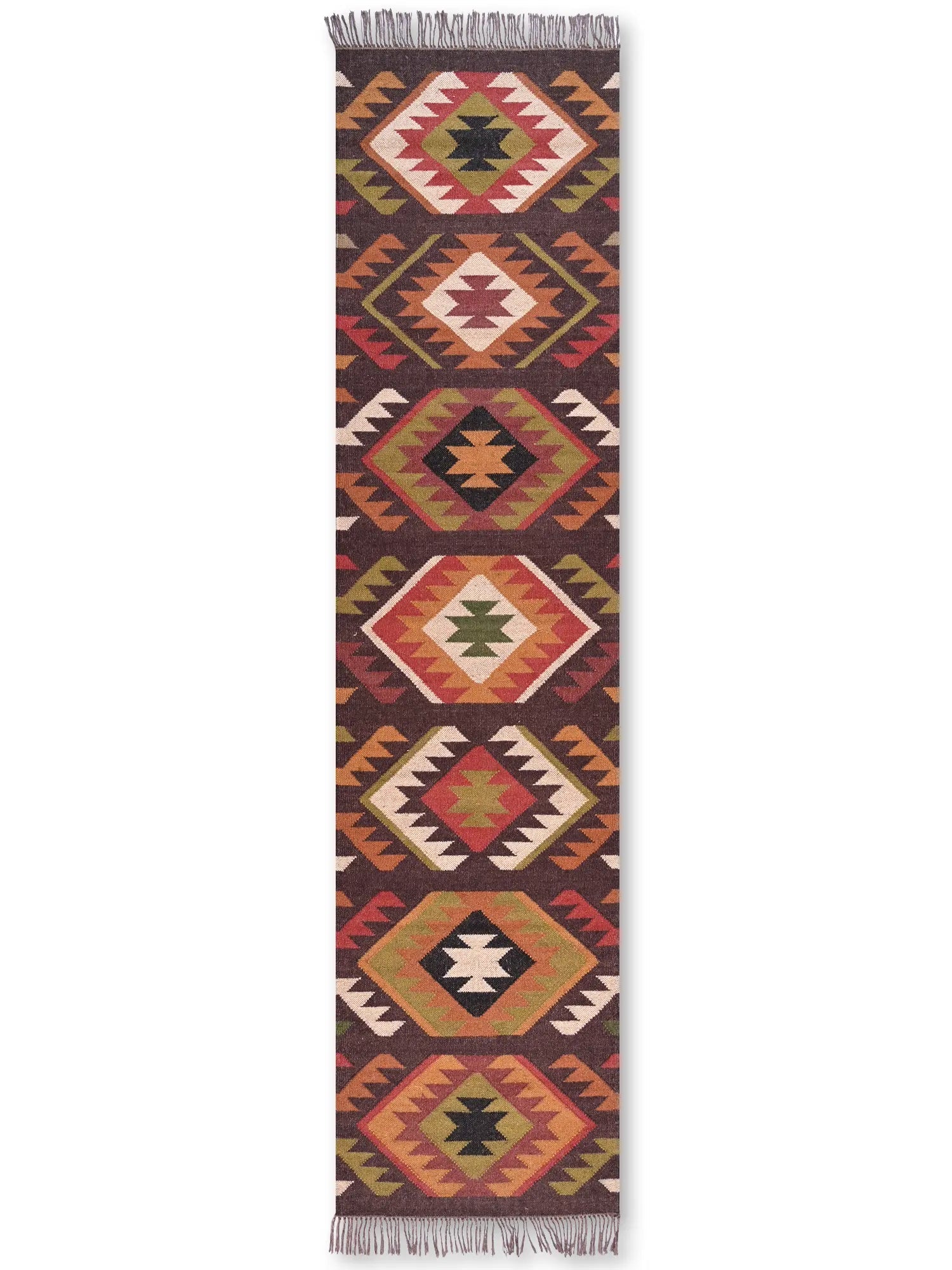 alfombras kililm pasillo 75x300 multicolor necha a mano en fibras naturales
