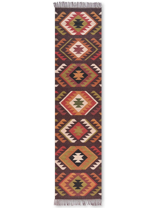 alfombras kililm pasillo 75x300 multicolor necha a mano en fibras naturales
