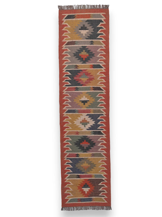 alfombras kilim pasillo 75x300 multicolor hecha a mano en fibras naturales
