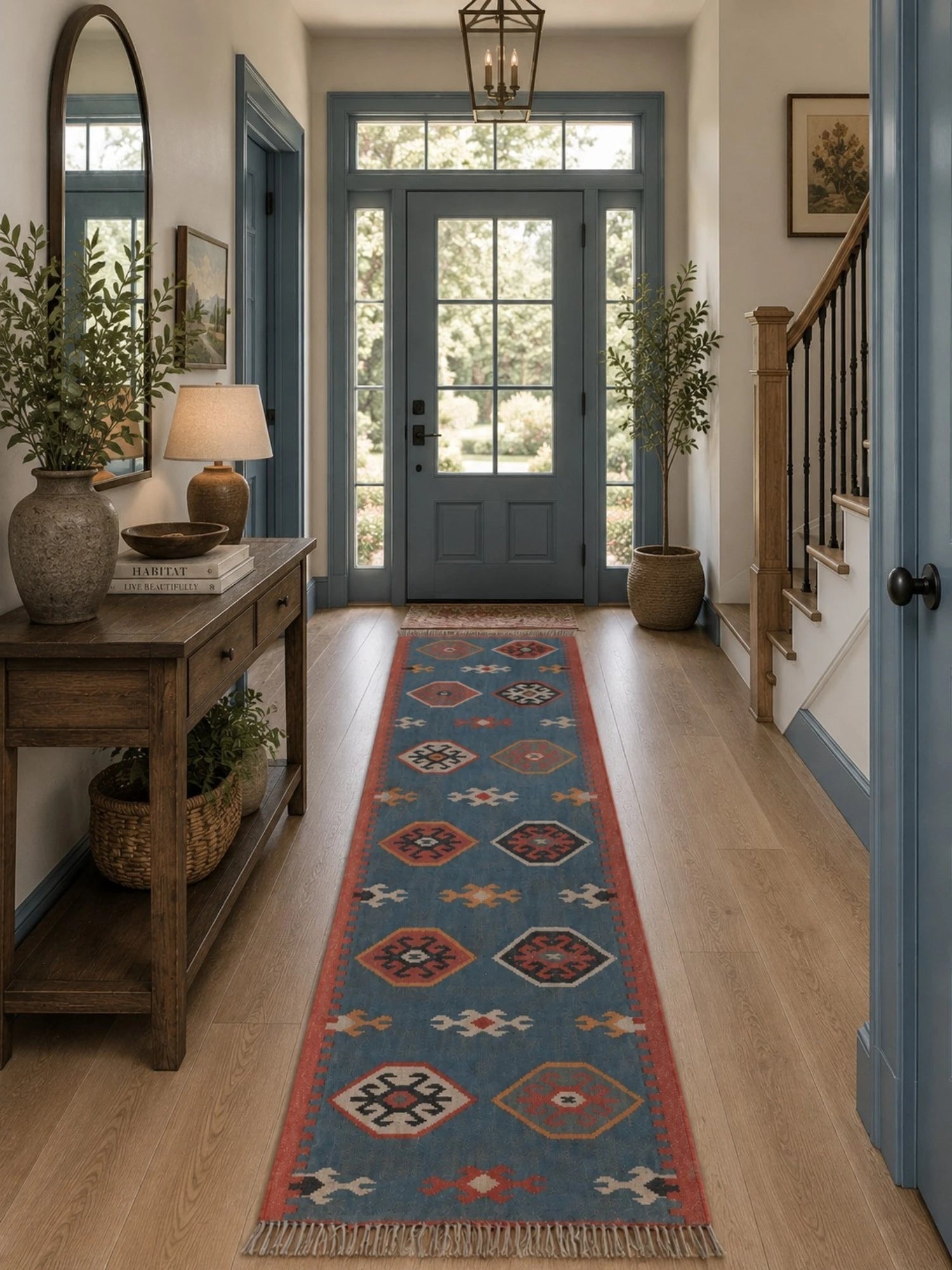 Alfombra Kilim 75x280 para (comedor, salón, dormitorio...dinning, living,  room) color multocolor de yute y lana.
