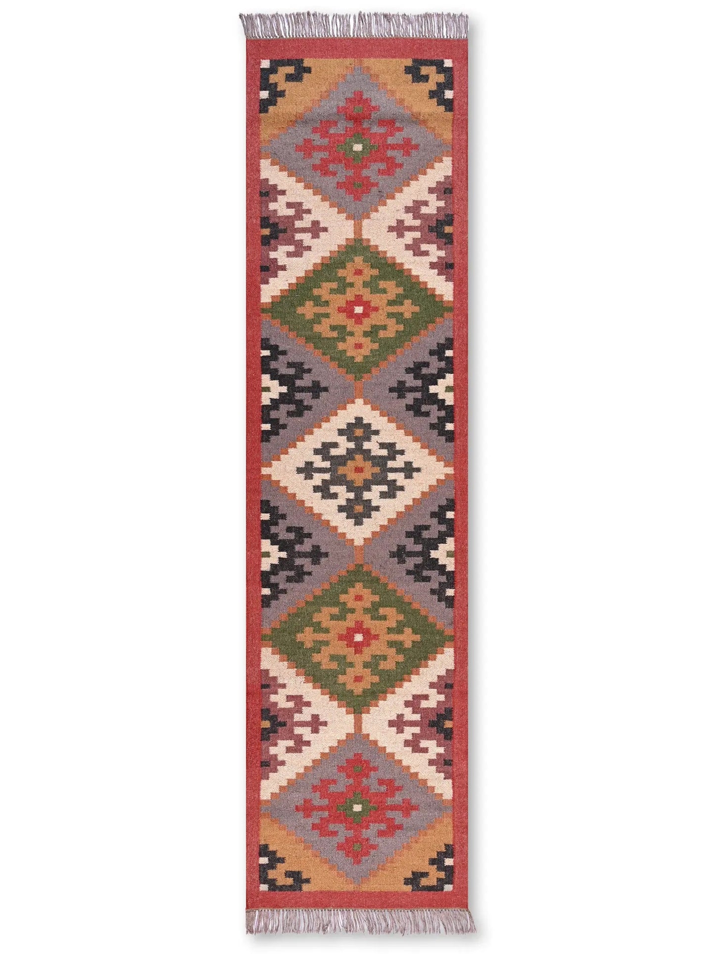 alfombras kililm pasillo 75x300 multicolor necha a mano en fibras naturales

