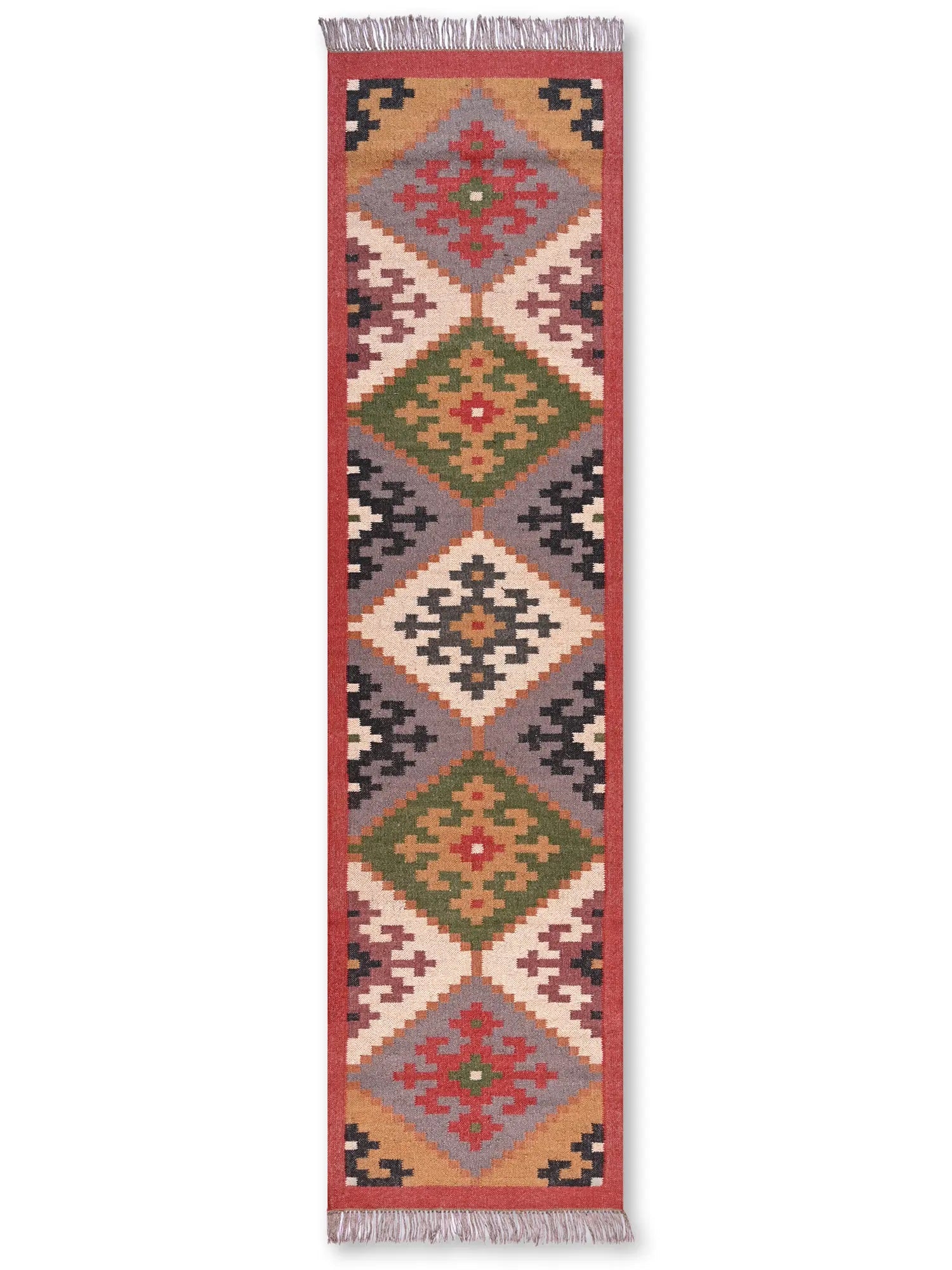 alfombras kililm pasillo 75x300 multicolor necha a mano en fibras naturales

