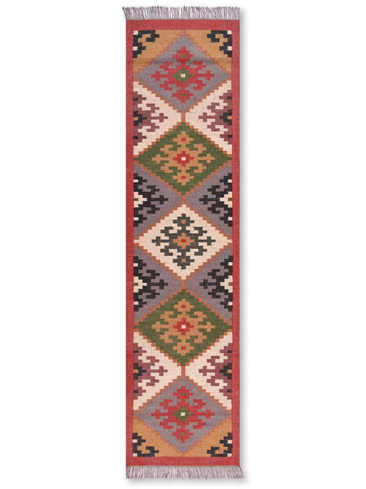alfombras kililm pasillo 75x300 multicolor necha a mano en fibras naturales

