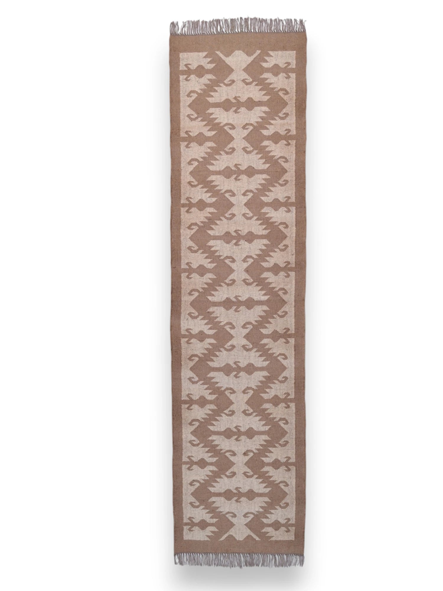 alfombras kilim pasillo 75x300 marrón hecha a mano en fibras naturales