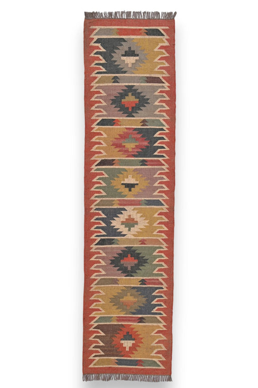 alfombras kililm pasillo  75x280 multicolor necha a mano en fibras naturales