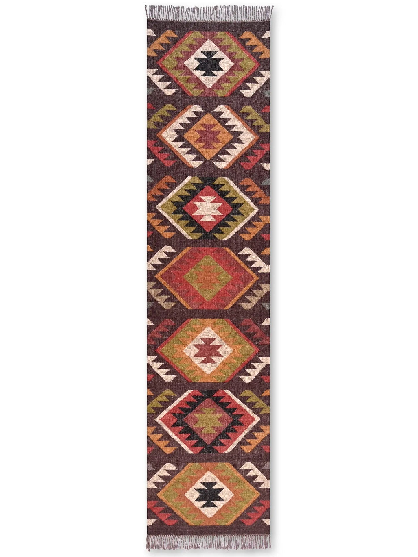 alfombras kililm pasillo 75x300 multicolor necha a mano en fibras naturales