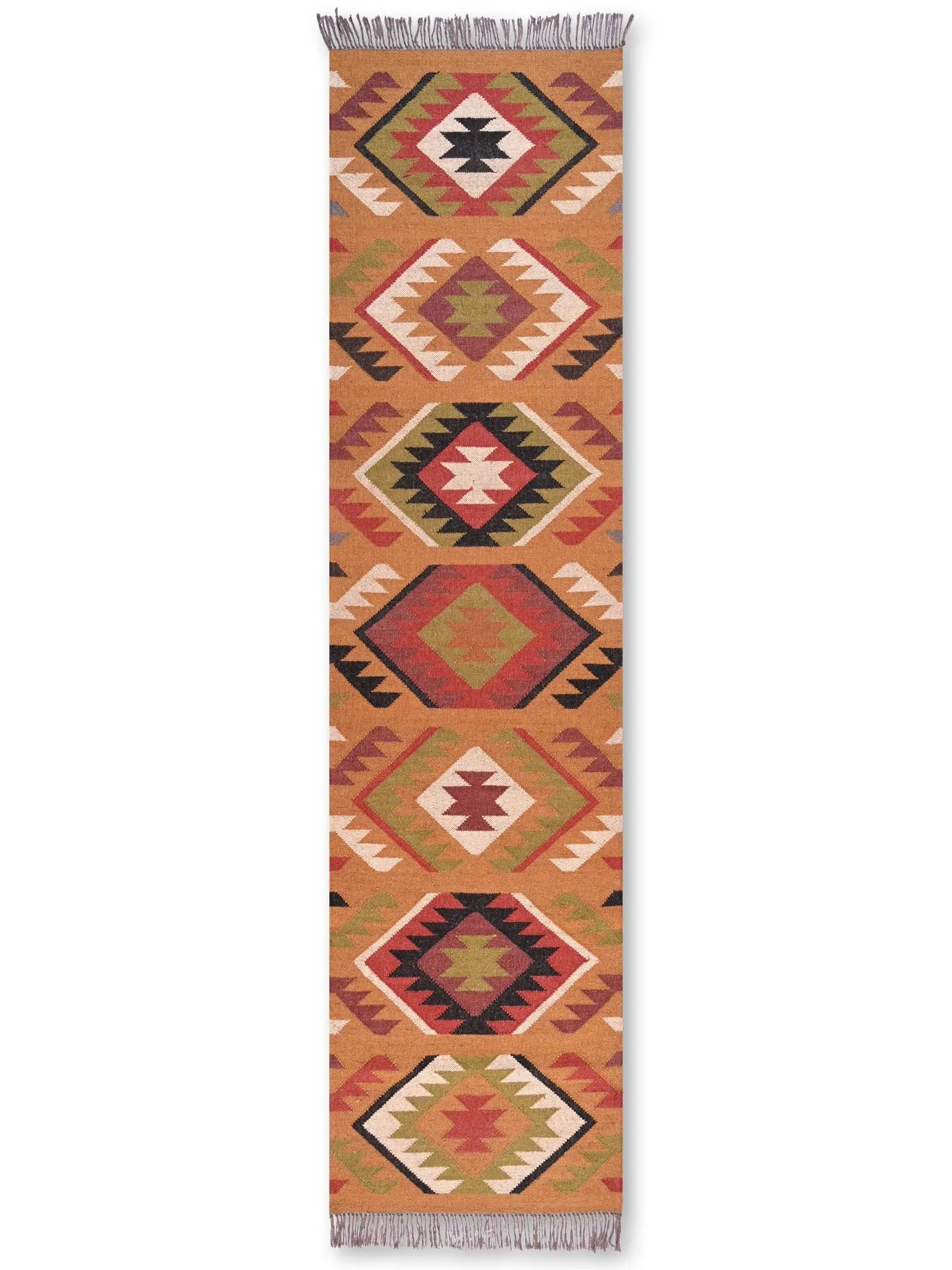 alfombras kililm pasillo 75x300 multicolor necha a mano en fibras naturales

