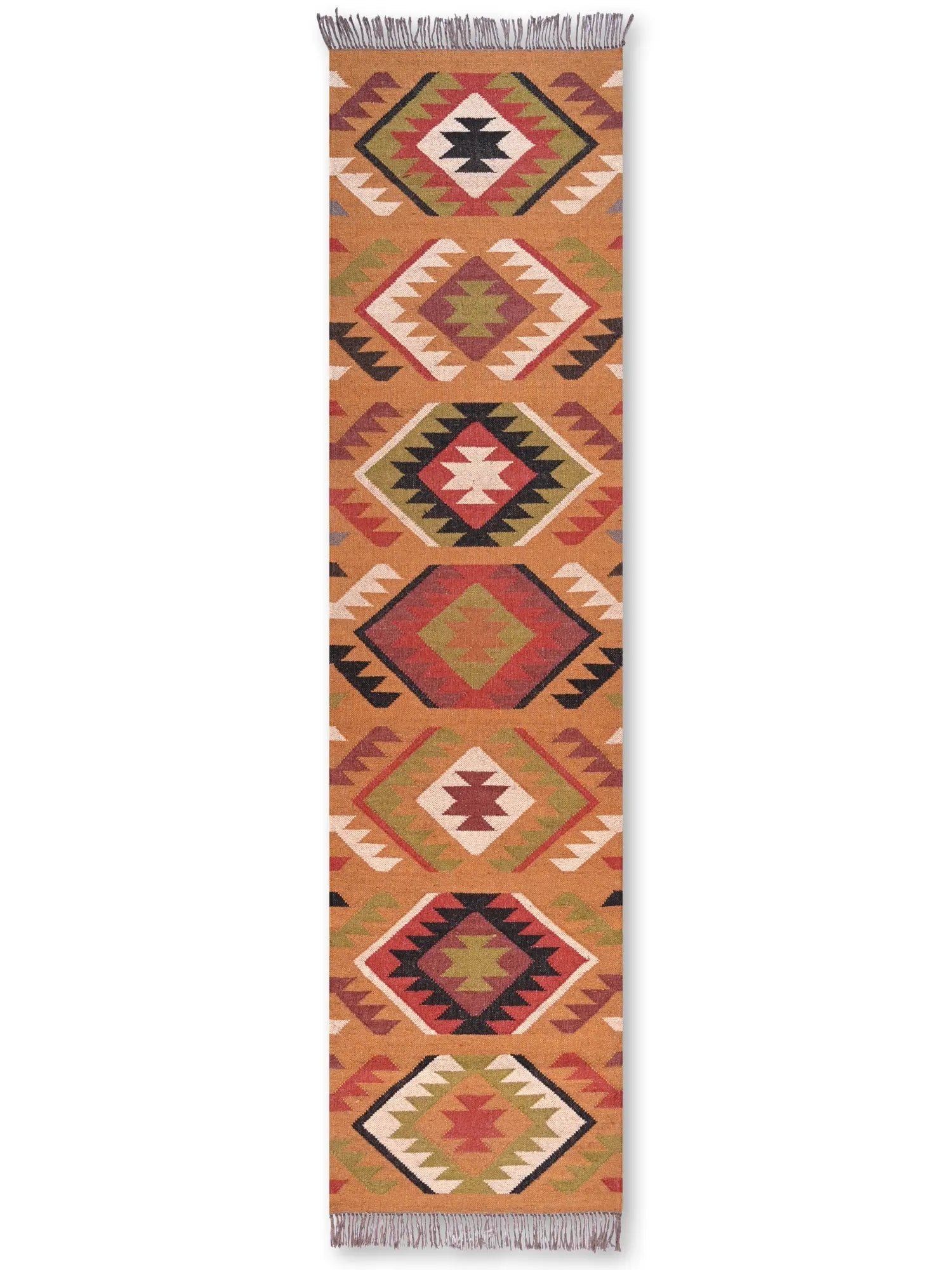 alfombras kililm pasillo 75x300 multicolor necha a mano en fibras naturales

