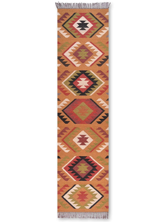 alfombras kililm pasillo 75x300 multicolor necha a mano en fibras naturales

