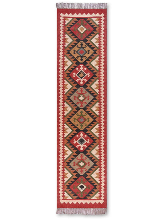alfombras kililm pasillo 75x300 multicolor necha a mano en fibras naturales

