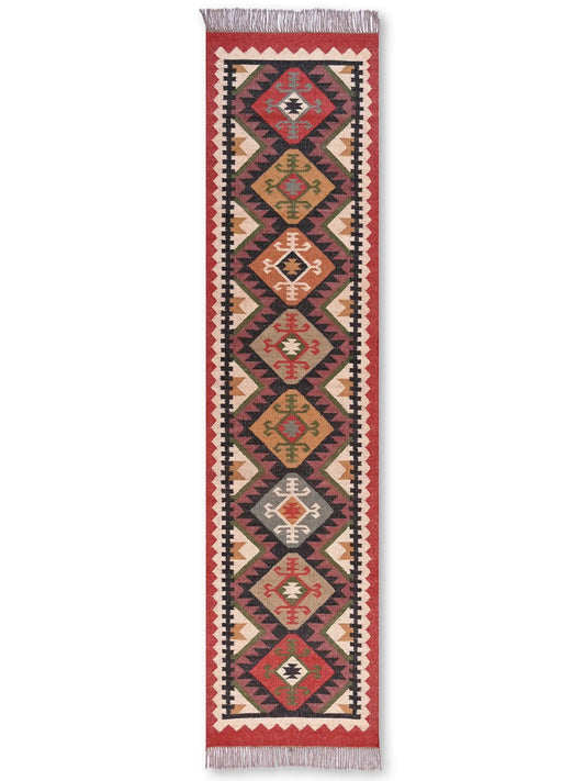 alfombras kililm pasillo 75x300 multicolor necha a mano en fibras naturales