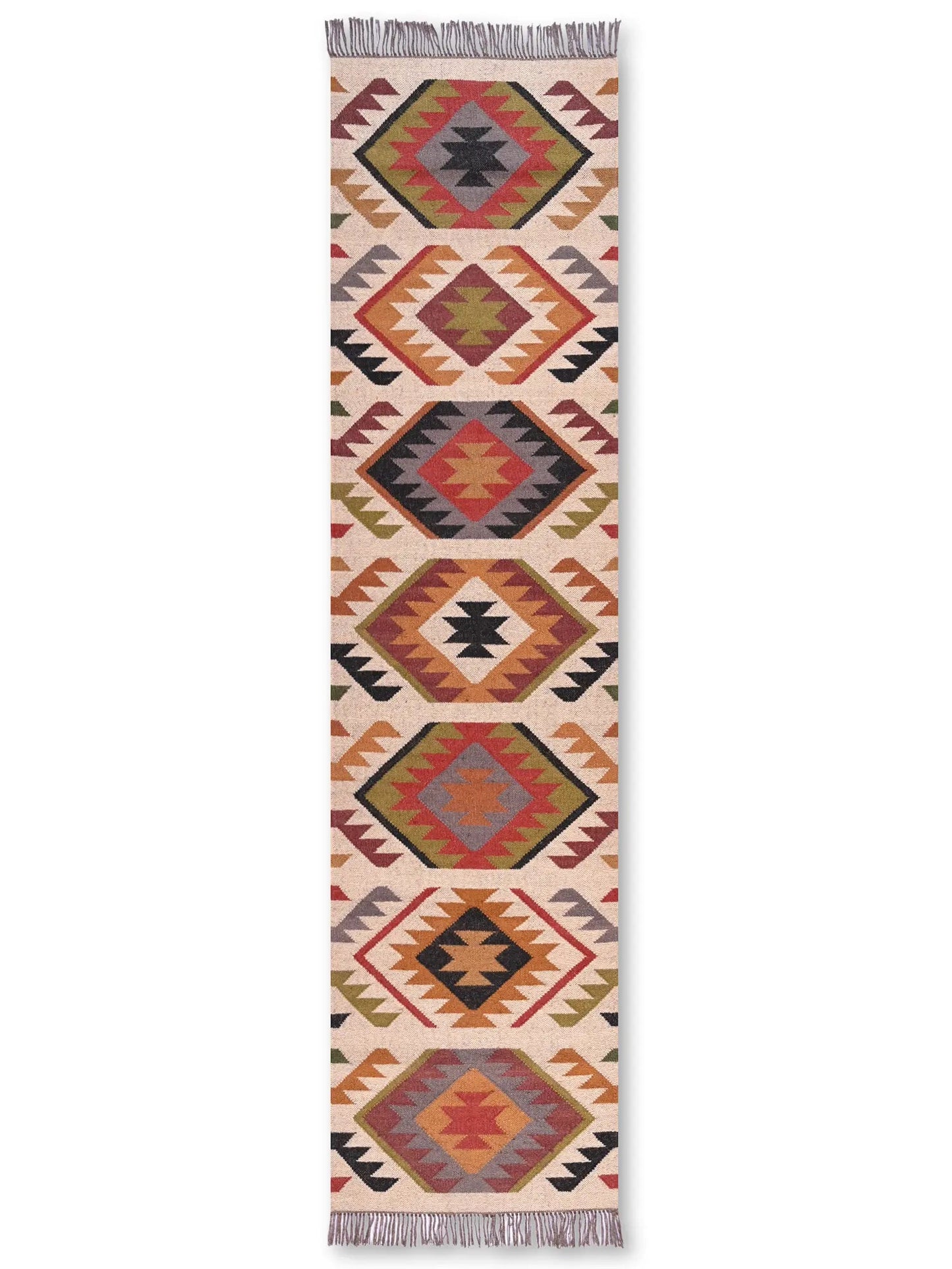alfombras kililm pasillo 75x300 multicolor necha a mano en fibras naturales

