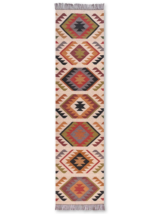 alfombras kililm pasillo 75x300 multicolor necha a mano en fibras naturales

