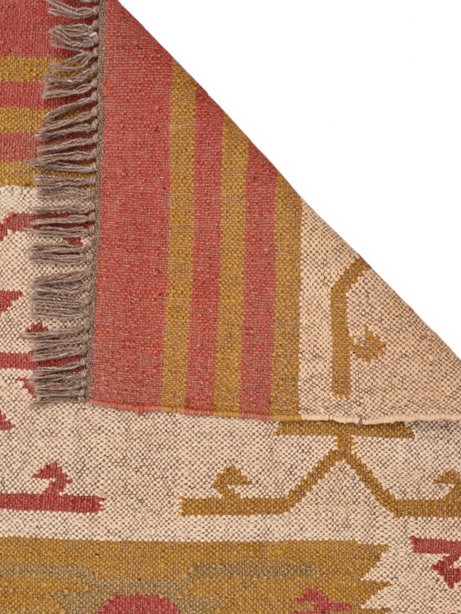 Detalle de alfombras kililm pasillo  75x360 multicolor necha a mano en fibras naturales
