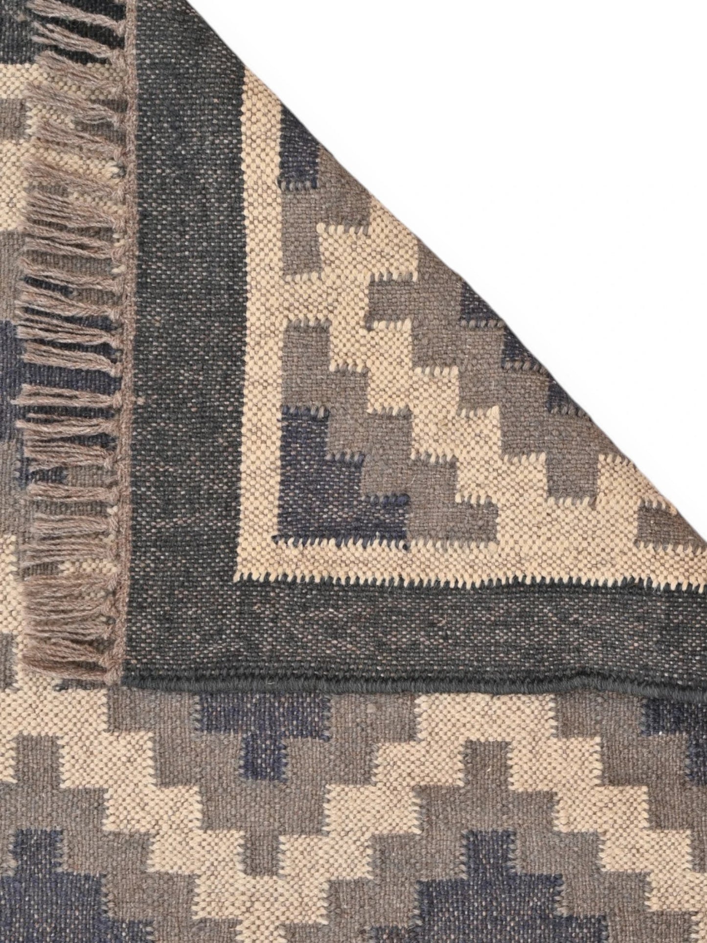 Detalle de alfombras kililm pasillo  75x360 multicolor necha a mano en fibras naturales