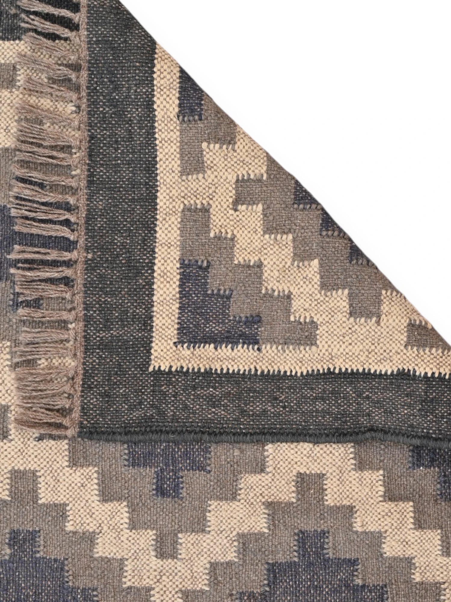 Detalle de alfombras kililm pasillo  75x360 multicolor necha a mano en fibras naturales