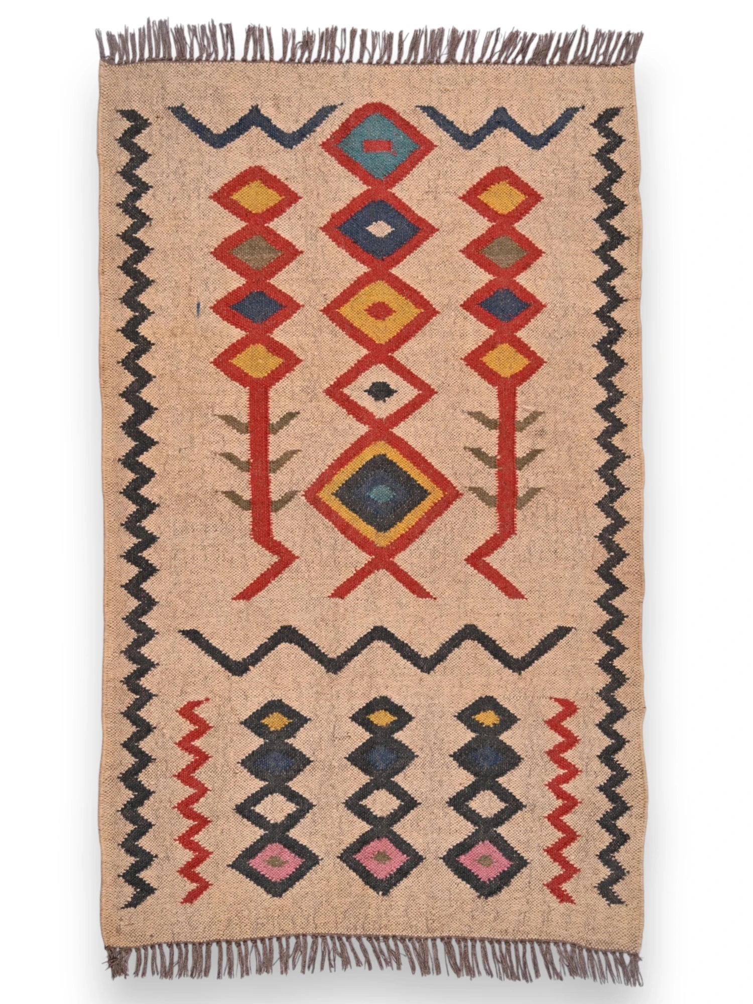 alfombras kililm pasillo 90x150 multicolor necha a mano en fibras naturales