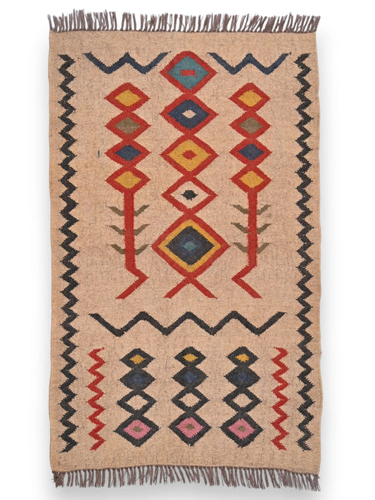 alfombras kililm pasillo 90x150 multicolor necha a mano en fibras naturales