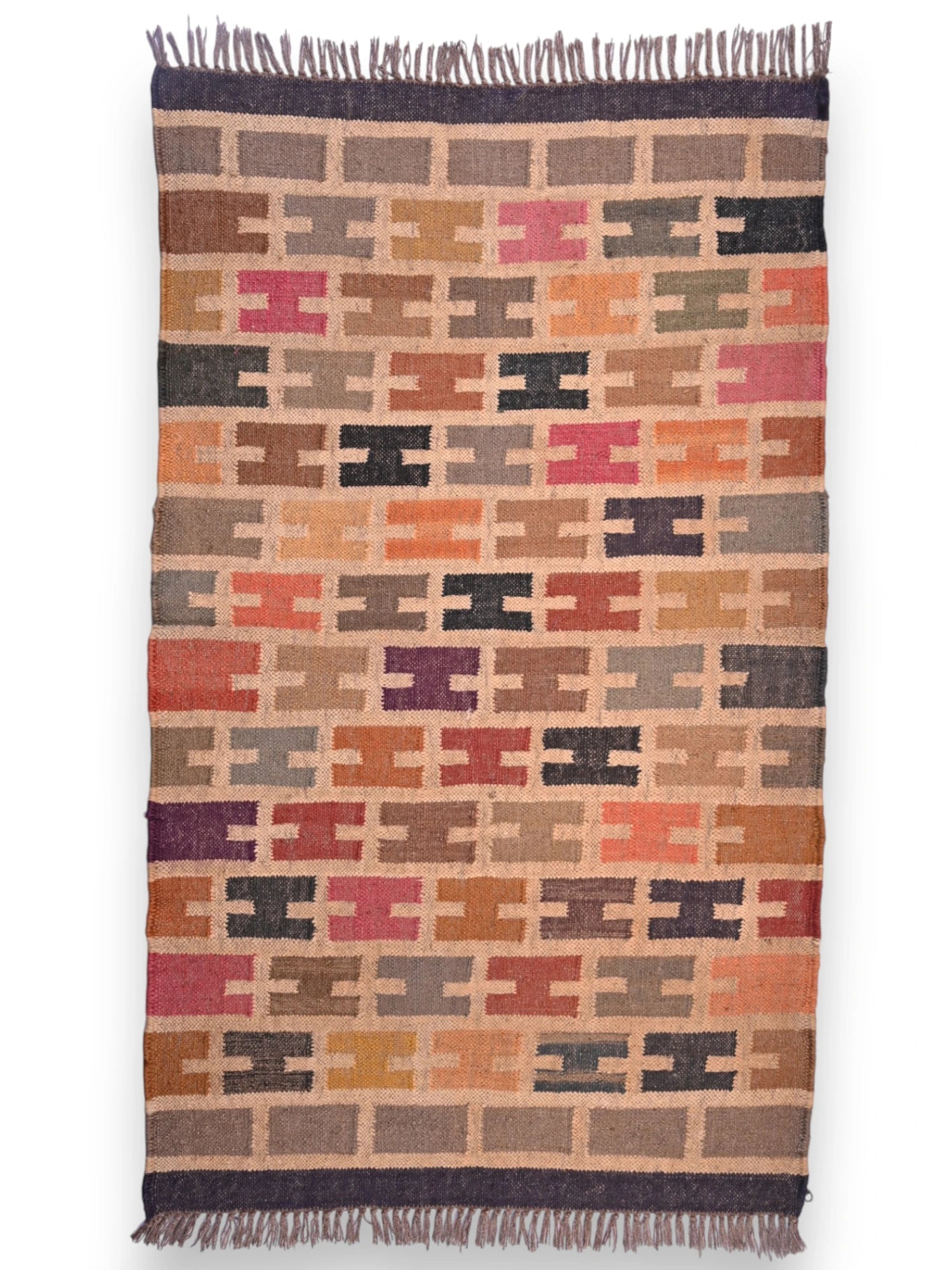 alfombras kililm pasillo 90x150 multicolor necha a mano en fibras naturales