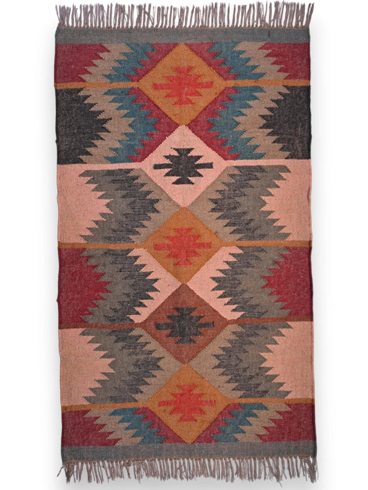 alfombras kililm pasillo 90x150 multicolor necha a mano en fibras naturales