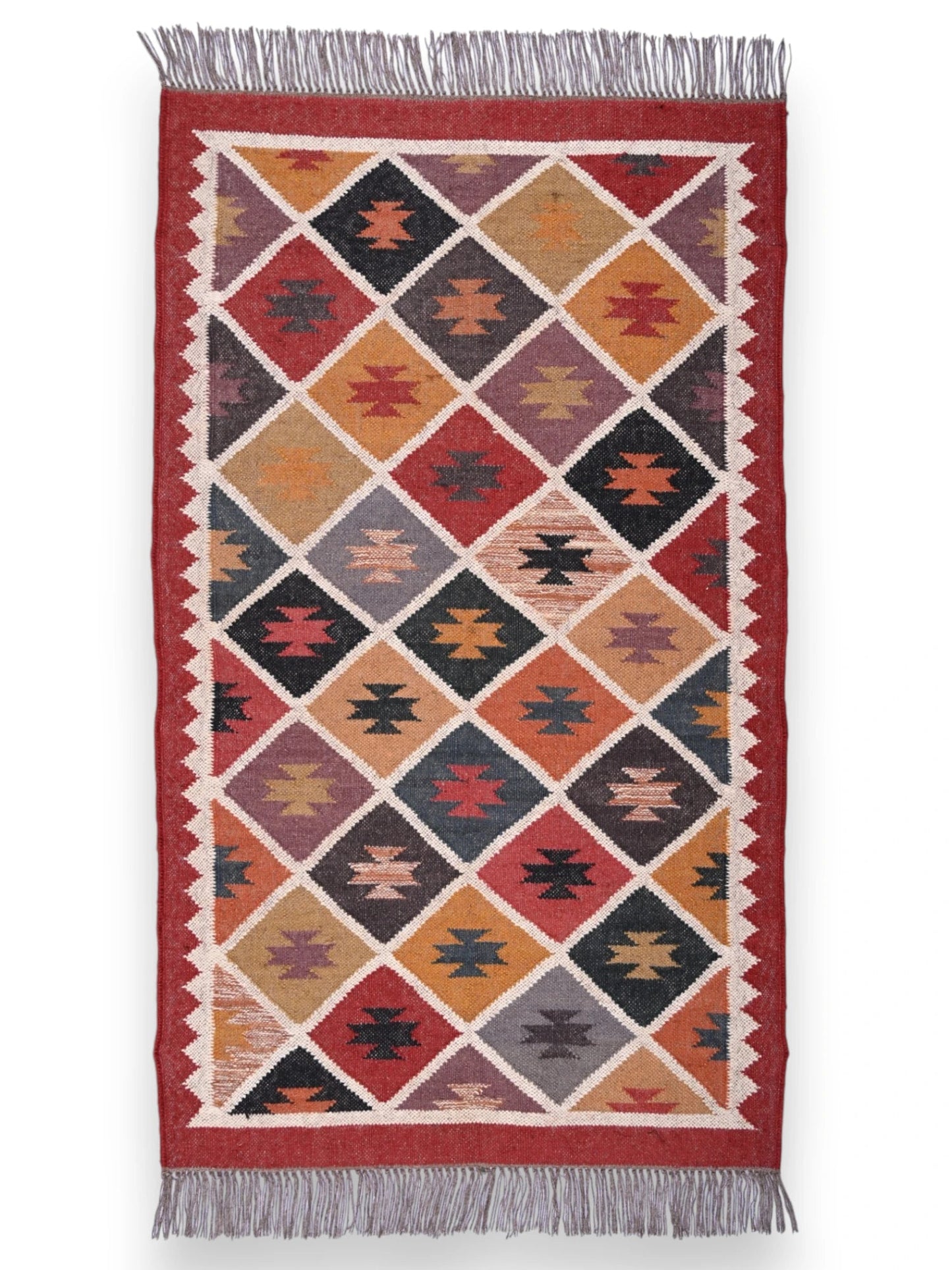 alfombras kililm pasillo 90x50 multicolor necha a mano en fibras naturales