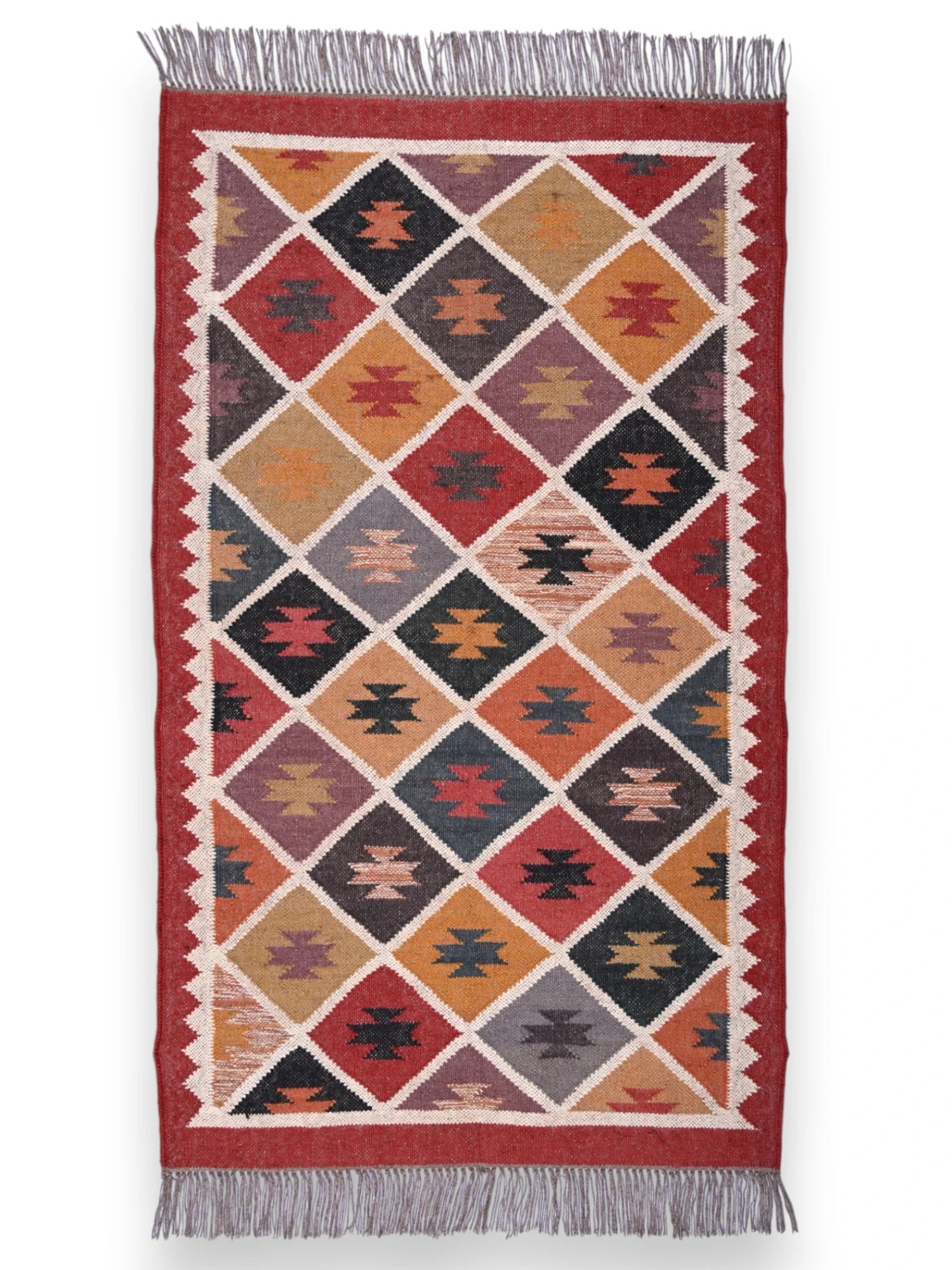 alfombras kililm pasillo 90x50 multicolor necha a mano en fibras naturales