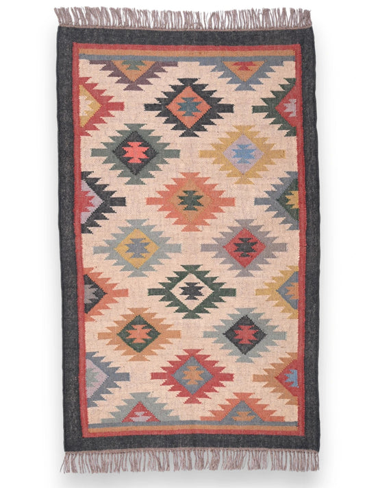 alfombras kilim pasillo 90x150 multicolor hecha a mano en fibras naturales
