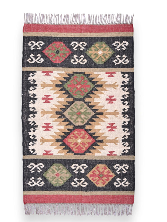 alfombras kililm pasillo 90x50 multicolor necha a mano en fibras naturales