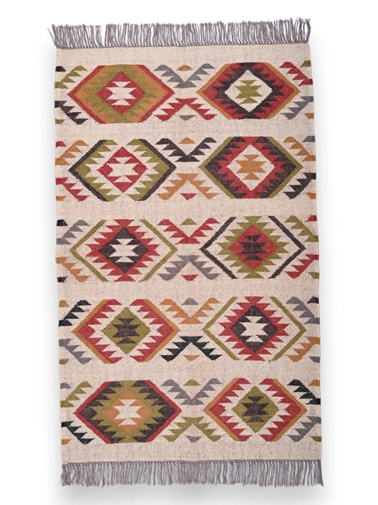 alfombras kililm pasillo 90x50 multicolor necha a mano en fibras naturales
