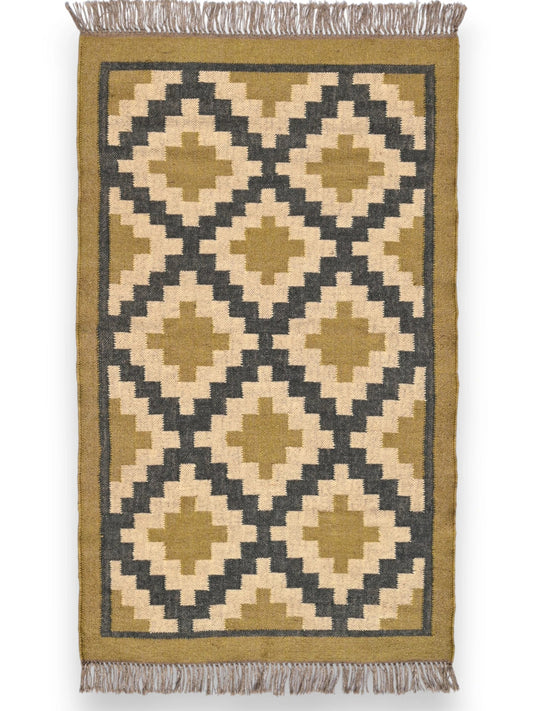alfombras kililm pasillo 150x240  marrón negro necha a mano en fibras naturales