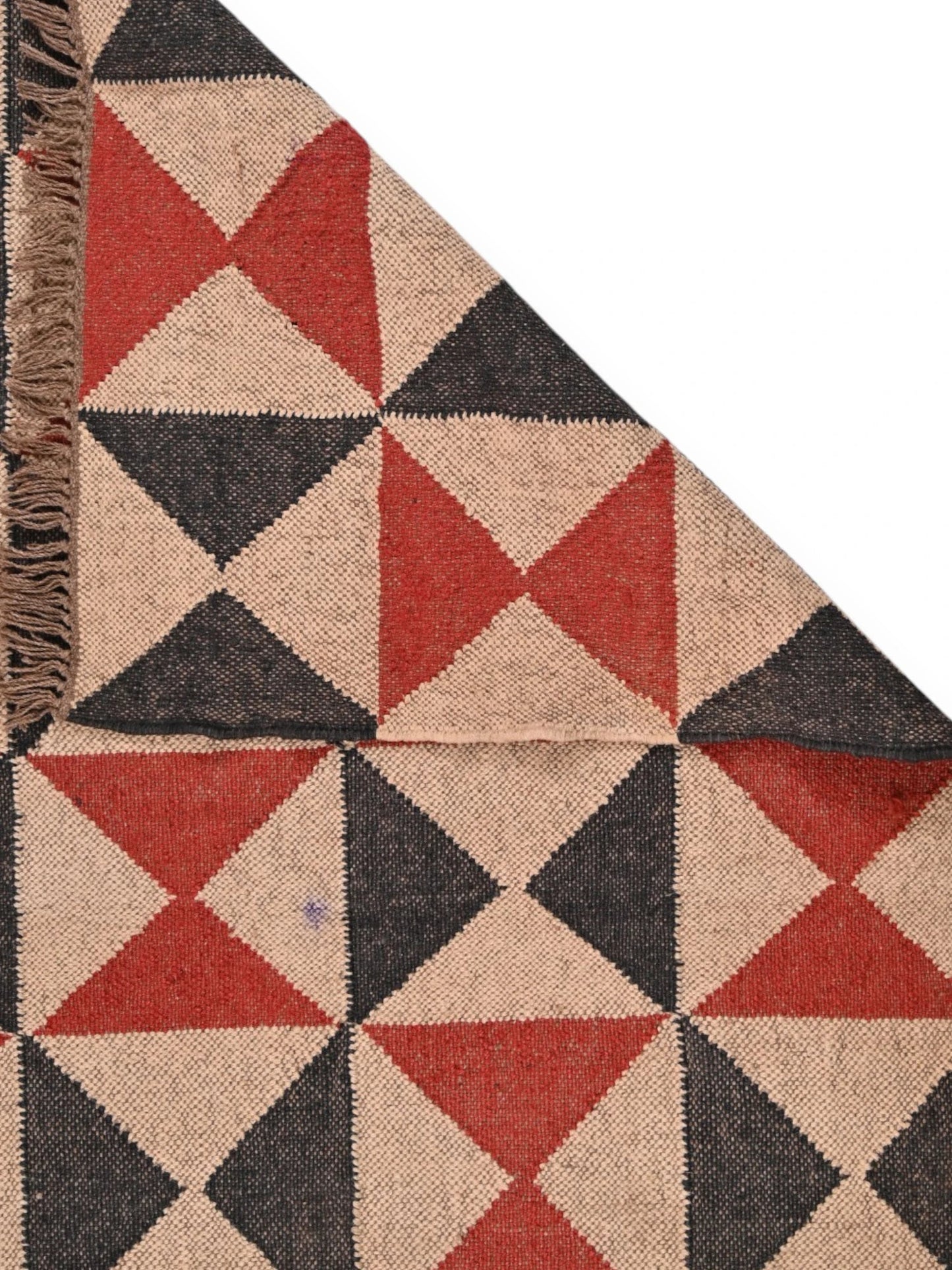 Detalle de alfombras kililm pasillo 90x150 multicolor necha a mano en fibras naturales