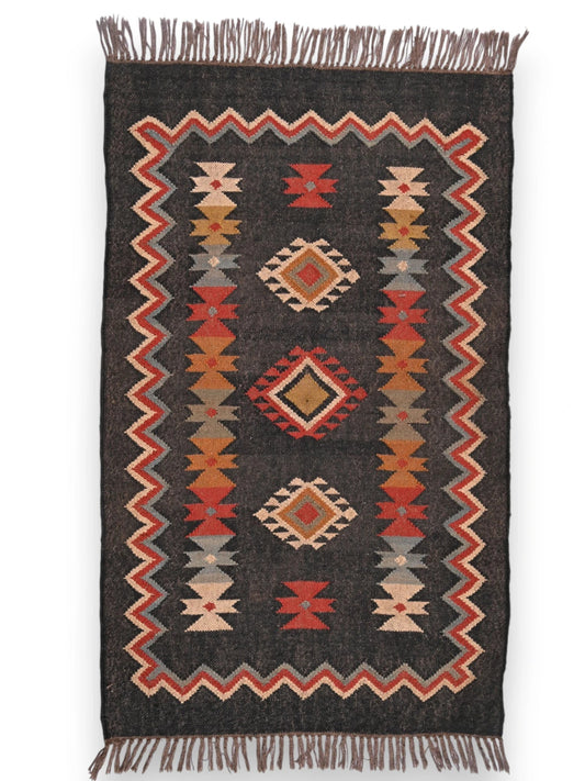 alfombras kililm pasillo 90x150 multicolor necha a mano en fibras naturales