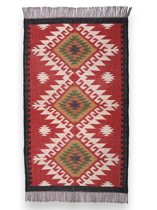alfombras kililm pasillo 90x50 multicolor necha a mano en fibras naturales