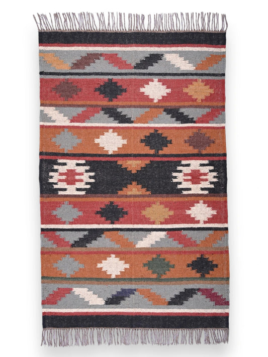 alfombras kililm pasillo 90x50 multicolor necha a mano en fibras naturales
