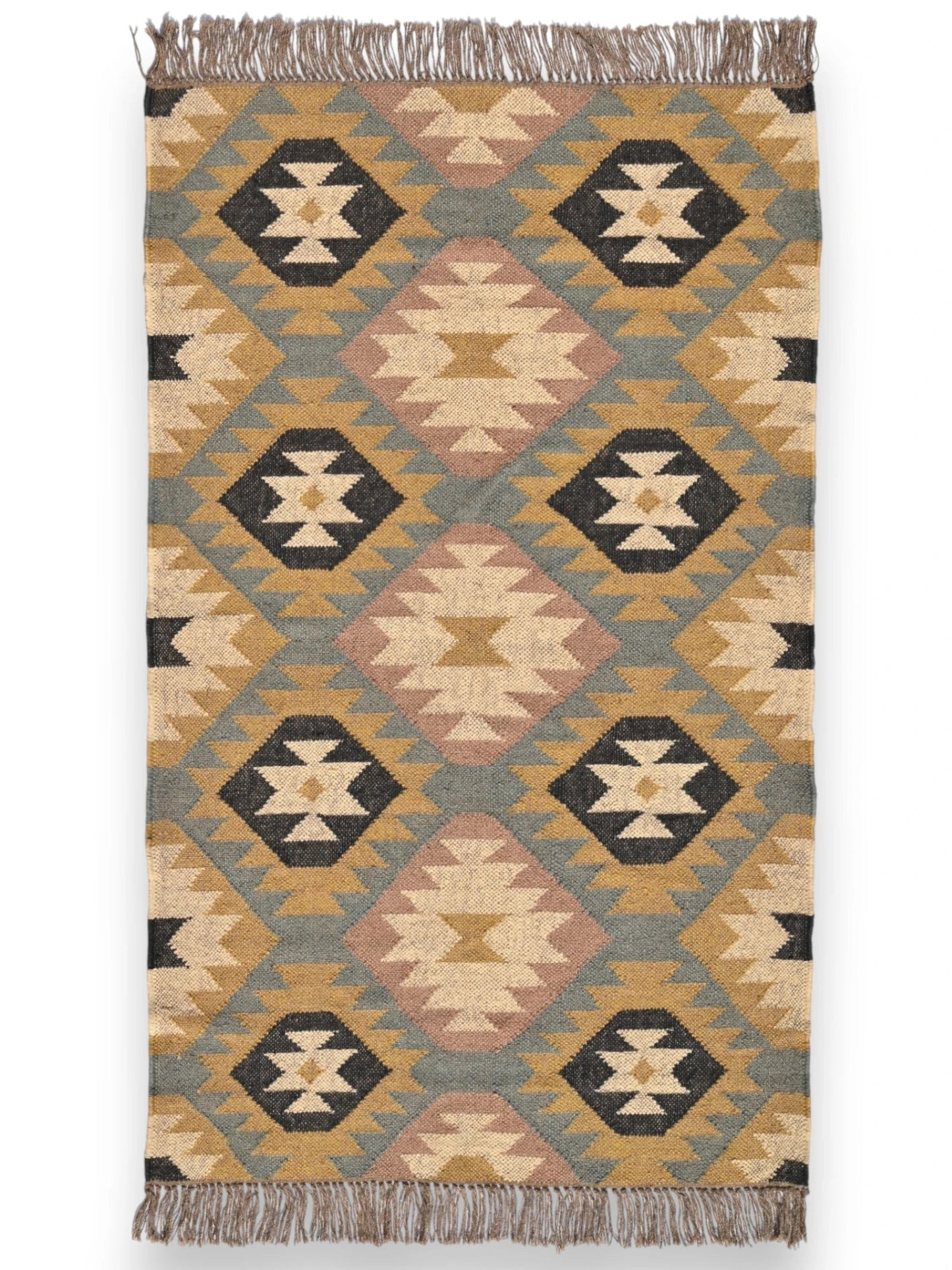alfombras kililm pasillo 90x150  multicolor necha a mano en fibras naturales