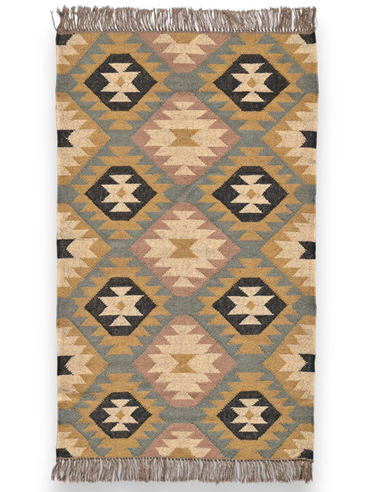 alfombras kililm pasillo 90x150  multicolor necha a mano en fibras naturales